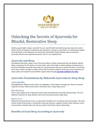 Unlocking the Secrets of Ayurveda for Blissful, Restorative Sleep