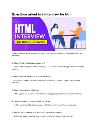 Questions asked in a interview for html