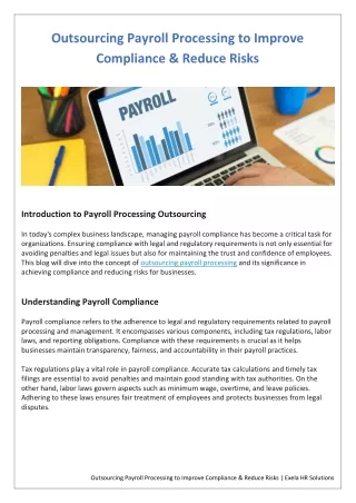 Outsourcing Payroll Processing to Improve Compliance & Reduce Risks