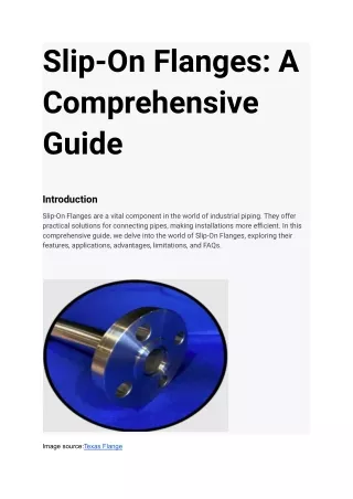 Slip-On Flanges Guide