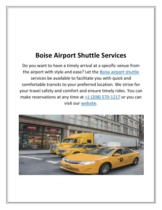 Boise Airport Shuttle Services - Boise Cab Service