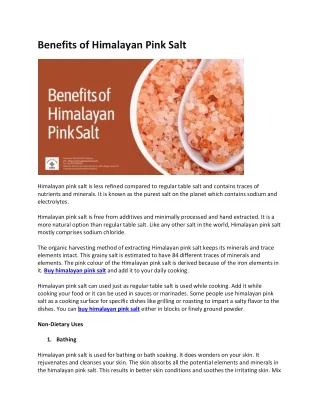 Benefits of Himalayan Pink Salt