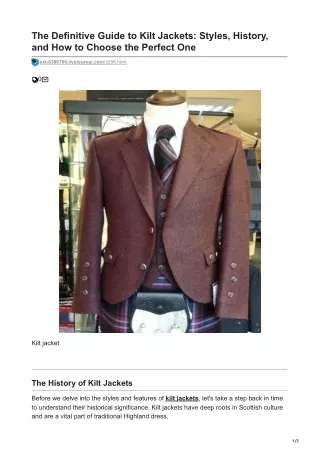 The Definitive Guide to Kilt Jackets Styles History and How to Choose the Perfect One