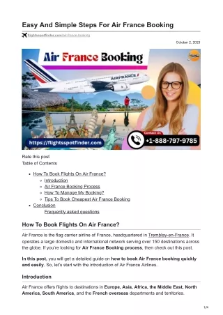Easy And Simple Steps For Air France Booking