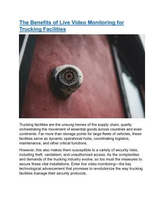 The Benefits of Live Video Monitoring for Trucking Facilities