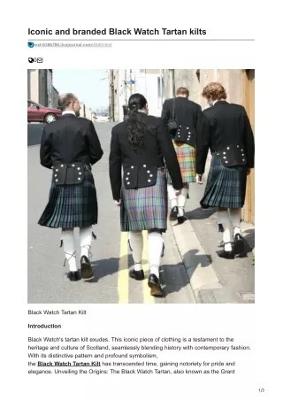 Iconic and branded Black Watch Tartan kilts