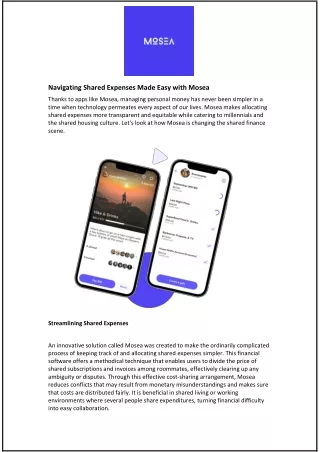 navigating shared expenses made easy with mosea