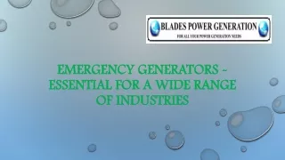 Emergency Generators - Essential for a Wide Range of Industries