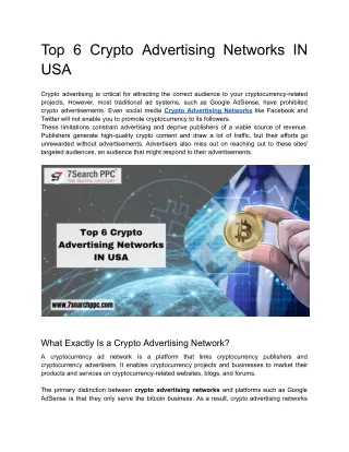 Top 6 Crypto Advertising Networks IN USA