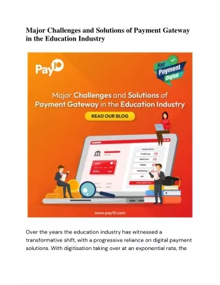 Major Challenges and Solutions of Payment Gateway in the Education Industry