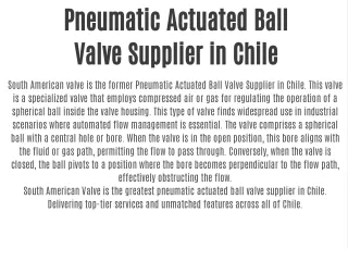 Pneumatic Actuated Butterfly Valve Supplier chile