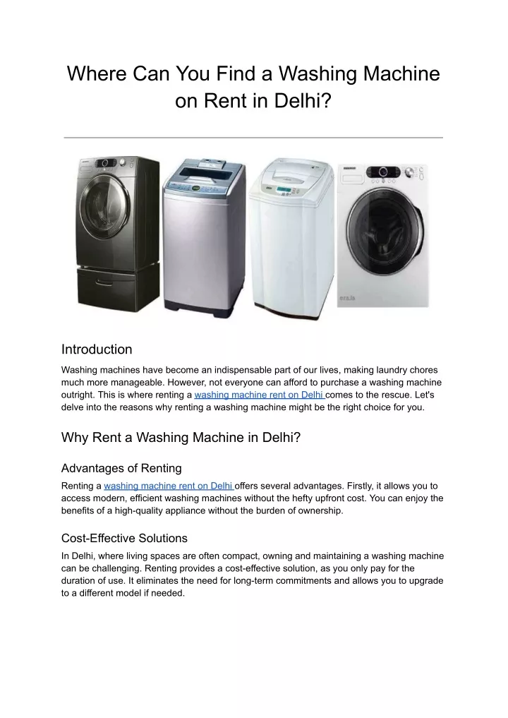 where can you find a washing machine on rent