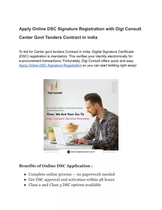 Digi Consult - Online DSC & Digital Signature Registration in 3 Steps