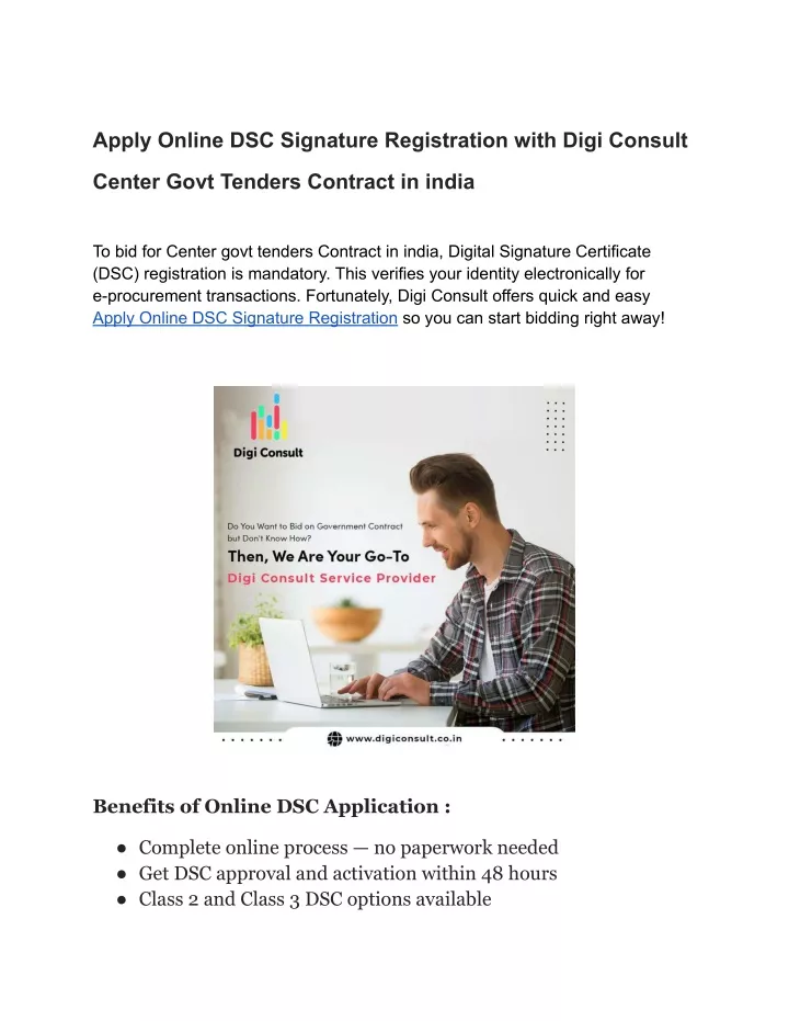 apply online dsc signature registration with digi