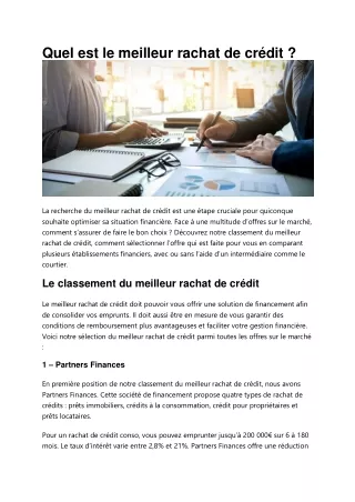 Trouvez le meilleur rachat de crédit pour vos besoins - comparaison gratuite