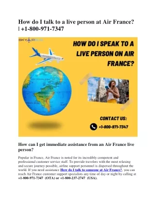 How do I talk to a live person at Air France