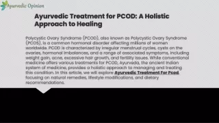 Ayurvedic Treatment for PCOD