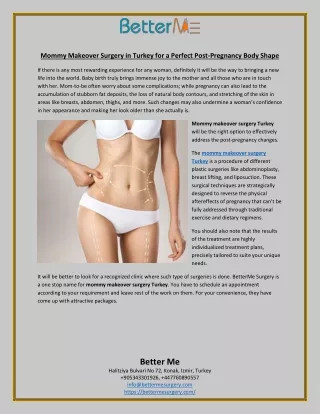 Mommy Makeover Surgery in Turkey for a Perfect Post-Pregnancy Body Shape
