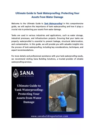 Tank Waterproofing | Watertank waterproofing in Coimbatore and Erode