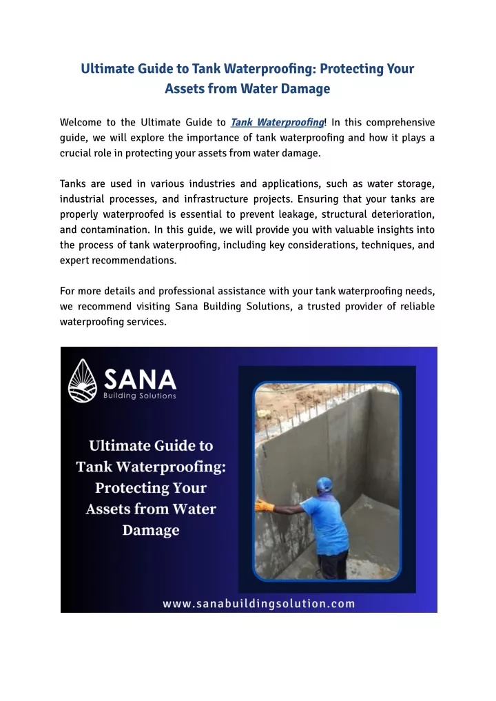 ultimate guide to tank waterproofing protecting