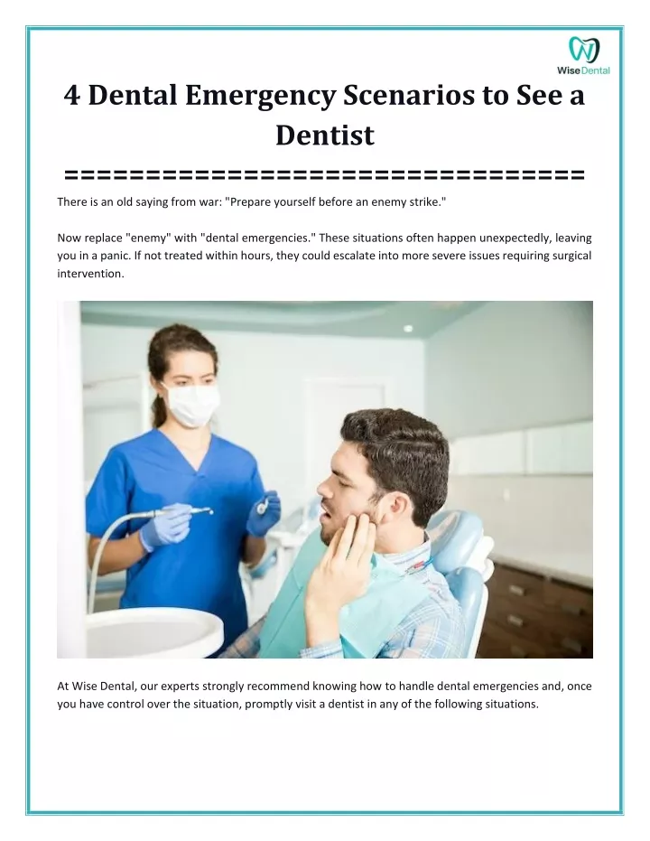 4 dental emergency scenarios to see a dentist