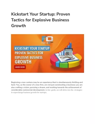 Kickstart Your Startup: Proven Tactics for Explosive Business Growth