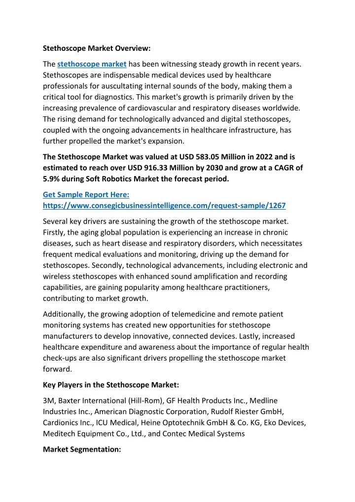 stethoscope market overview