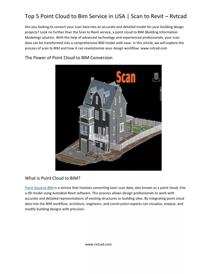 top 5 point cloud to bim service in usa scan