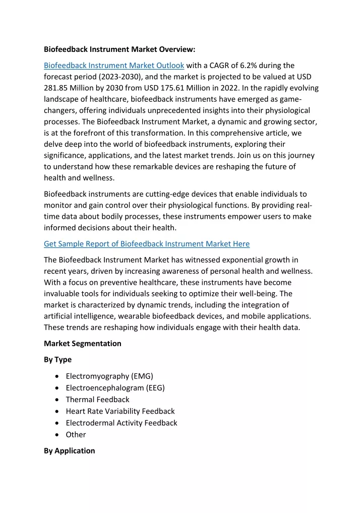 biofeedback instrument market overview