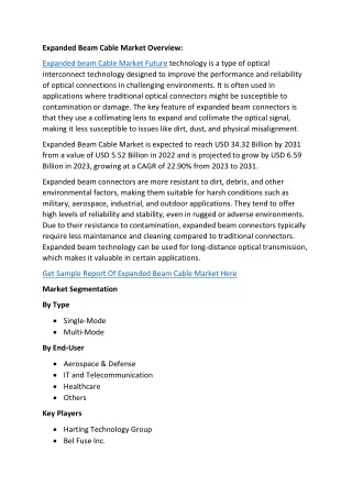 expanded beam cable market overview