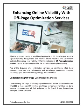 Enhancing Online Visibility With Off-Page Optimization Services