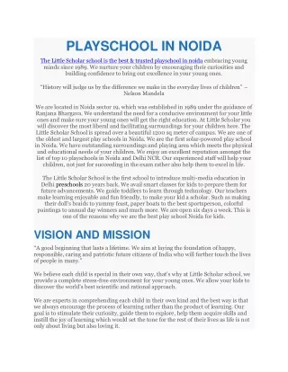 PLAYSCHOOL IN NOIDA