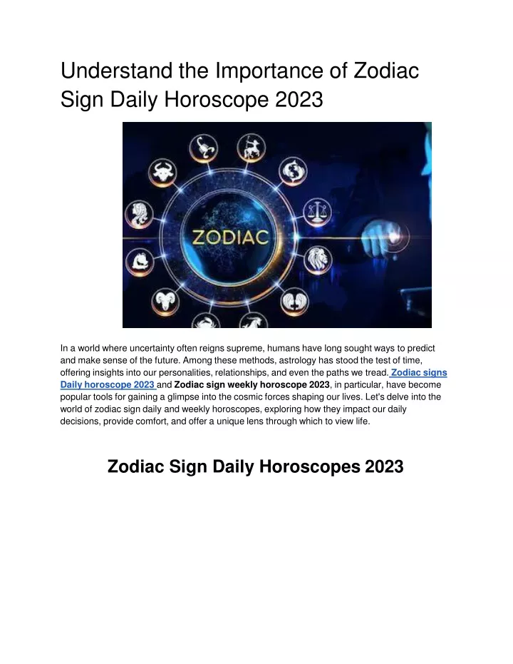 understand the importance of zodiac sign daily horoscope 2023