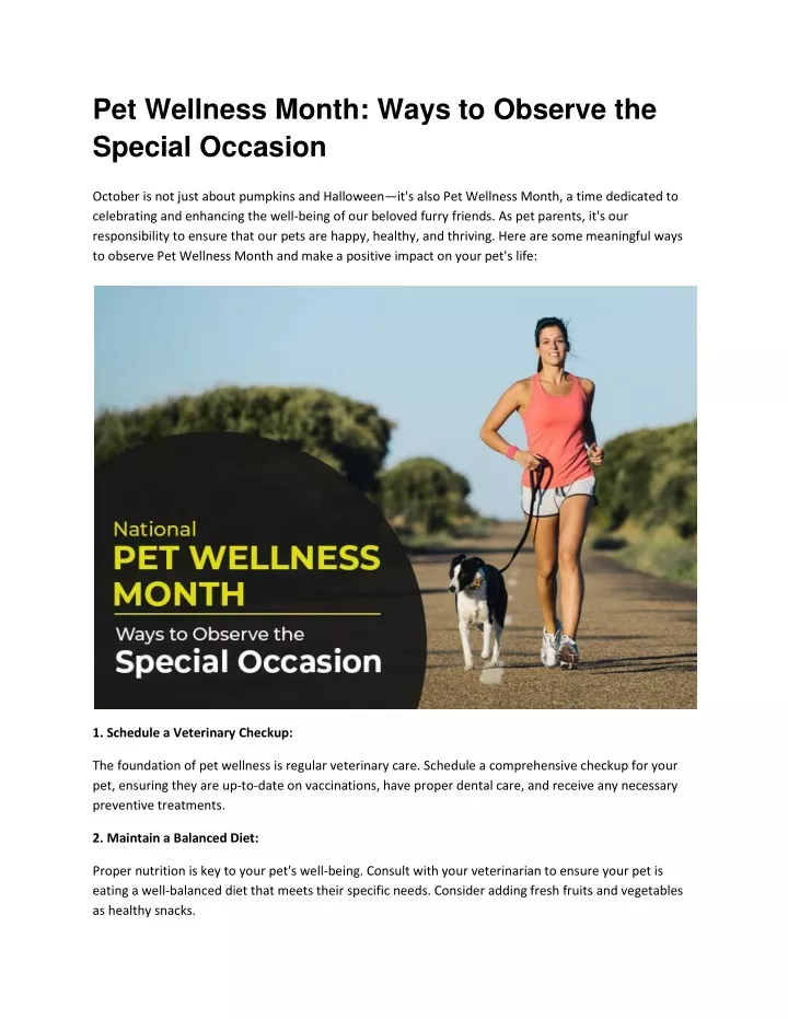 pet wellness month ways to observe the special