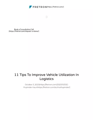 11 Tips To Improve Vehicle Utilization In Logistics