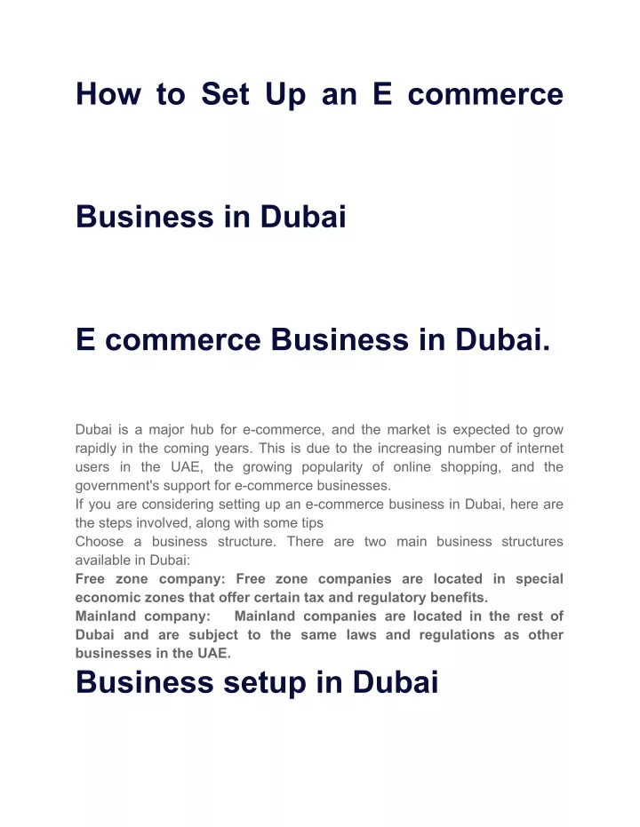 how to set up an e commerce