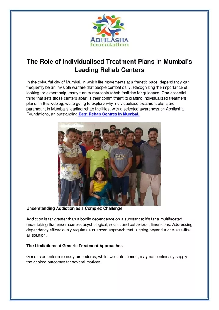 the role of individualised treatment plans