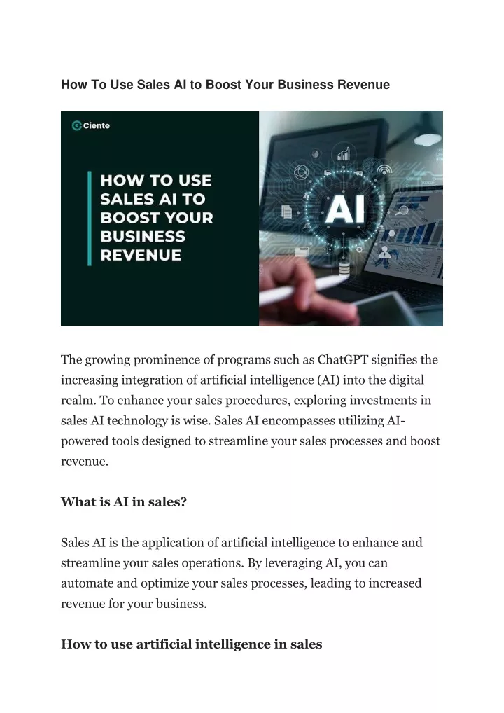 how to use sales ai to boost your business revenue