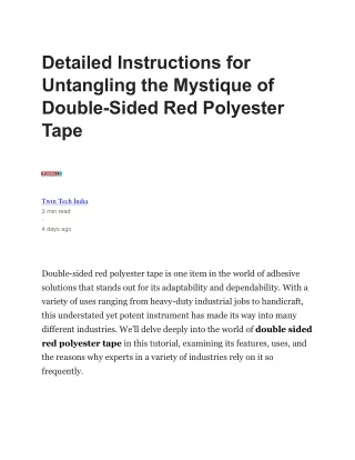 Discover the Double Sided Red Polyester Tape Manufacturer in India