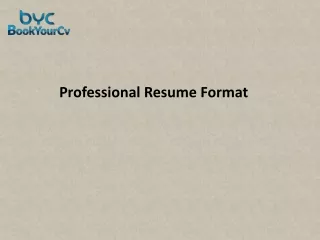 Professional Resume Format