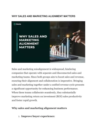 why sales and marketing alignment matters