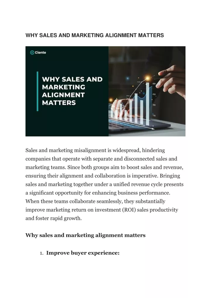 why sales and marketing alignment matters