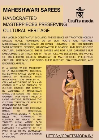 Maheshwari Sarees  Handcrafted Masterpieces Preserving Cultural Heritage