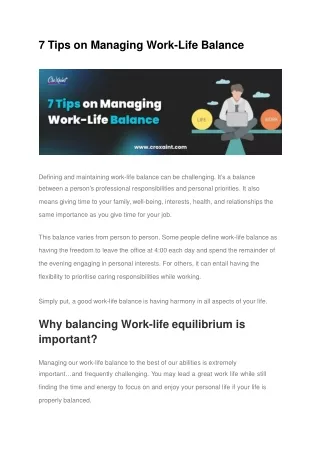 7 tips on managing work life balance