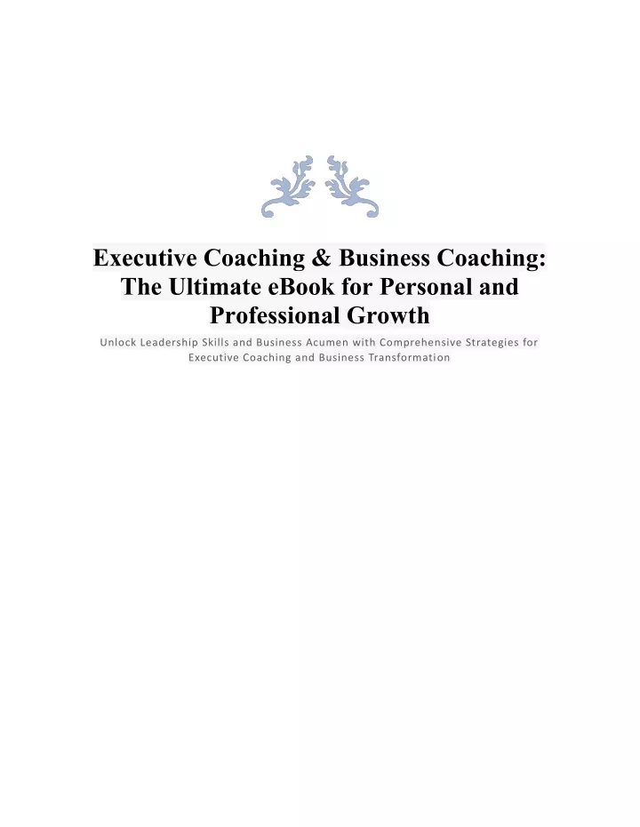 executive coaching business coaching the ultimate
