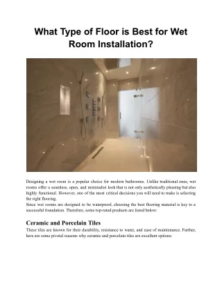 What Type of Floor is Best for Wet Room Installation