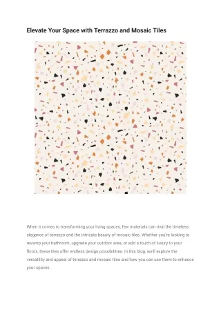 Elevate Your Space with Terrazzo and Mosaic Tiles
