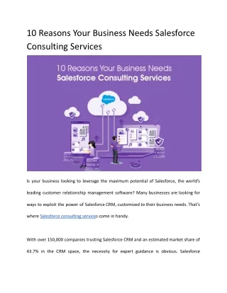 10 Reasons Your Business Need Salesforce Consulting Services?
