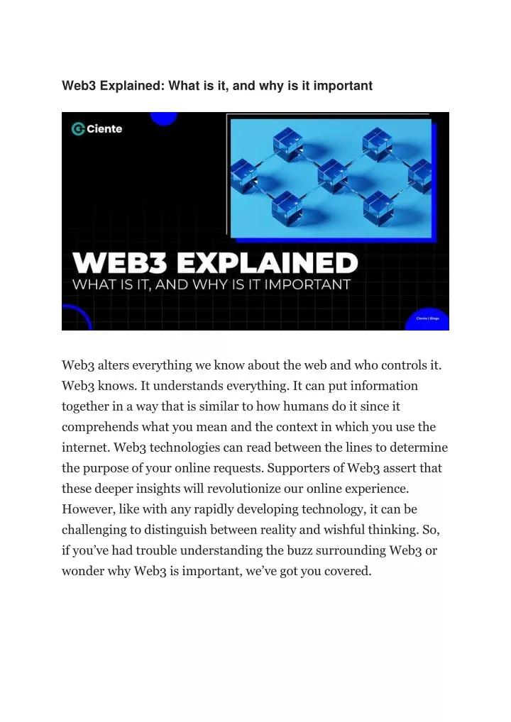 web3 explained what is it and why is it important