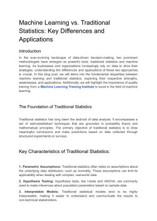 Machine Learning vs. Traditional Statistics: Key Differences and Applications